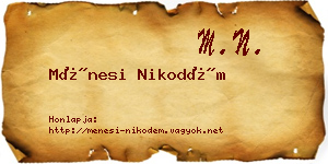 Ménesi Nikodém névjegykártya